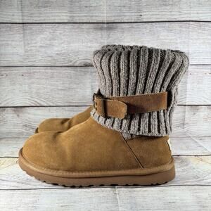 UGG Chestnut Cambridge Knit Womens Size US 8 EUR 39 Suede 1003175 Boots Booties